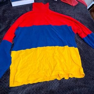 VTG 90s COLOR BLOCK TURTLENECK SWEATER MEDIUM